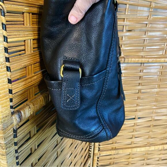 The Sak Black Leather Tote Bag classic purse shoulder bag handbag - Picture 5 of 11